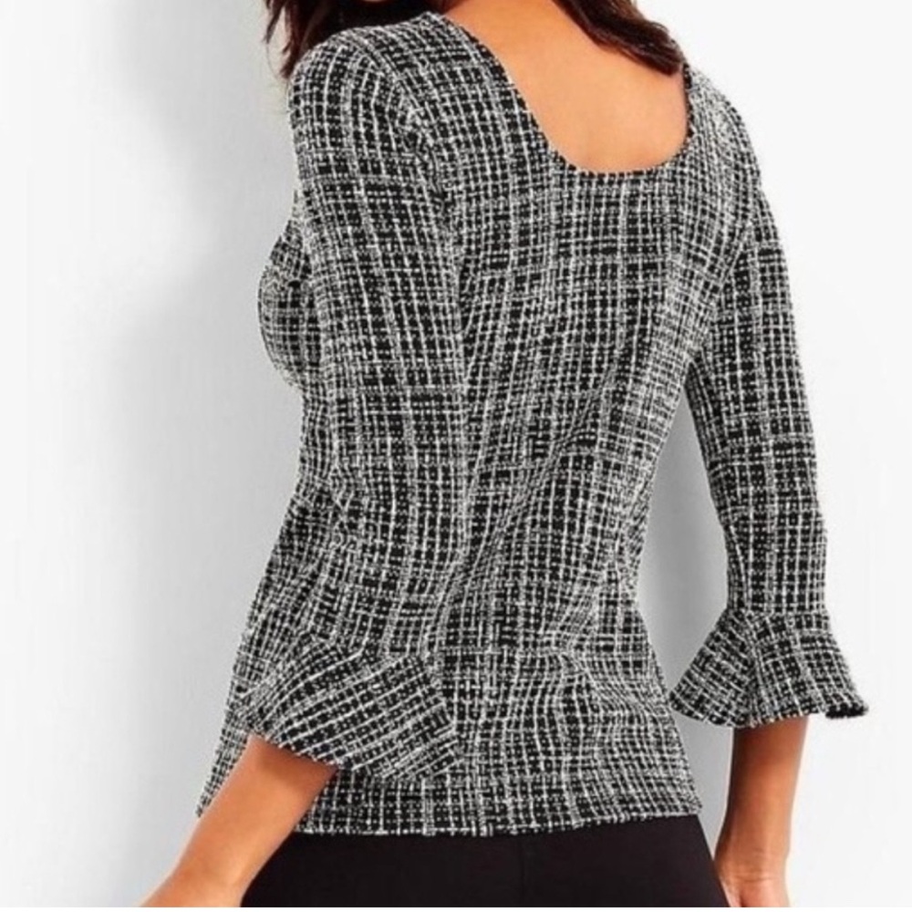 ☀️3/$15 Talbots Textured Ruffle Sleeve Top XP - Picture 2 of 8